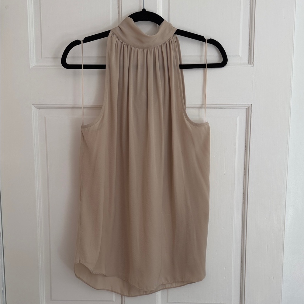 Max Studio High-Neck Sleeveless Blouse in Beige Size M